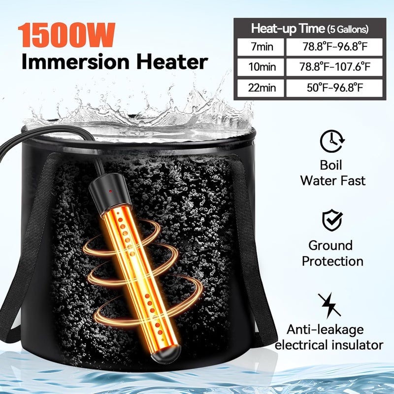 Thallike Upgraded Portable Shower with Heater, 1500W Immersion Heated, 8000mAh Rechargeable Camping Shower Pump with LED Display, IPX8 Waterproof Lightweight Outdoor Shower Pump Kit for Hiking - Image 2